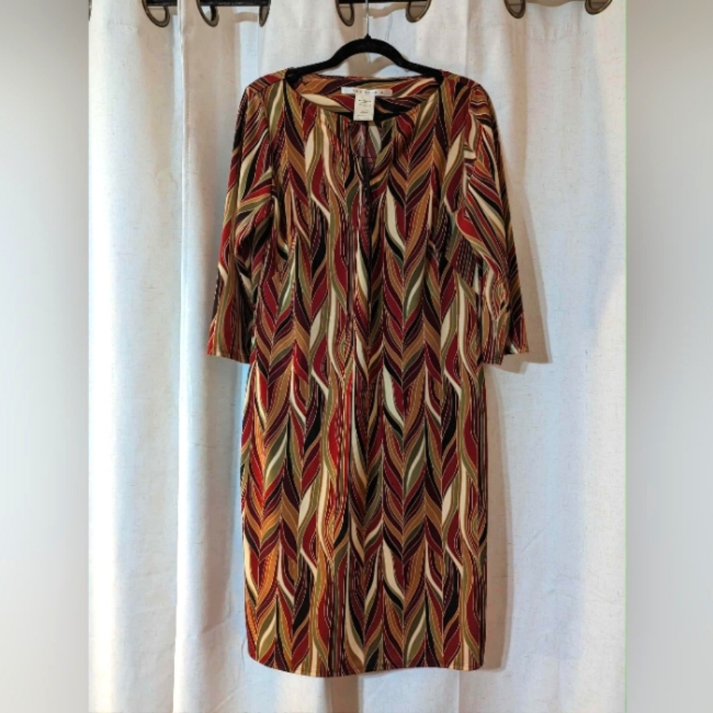 Vintage Boho Hippie Casual  Dress With Tie Neck